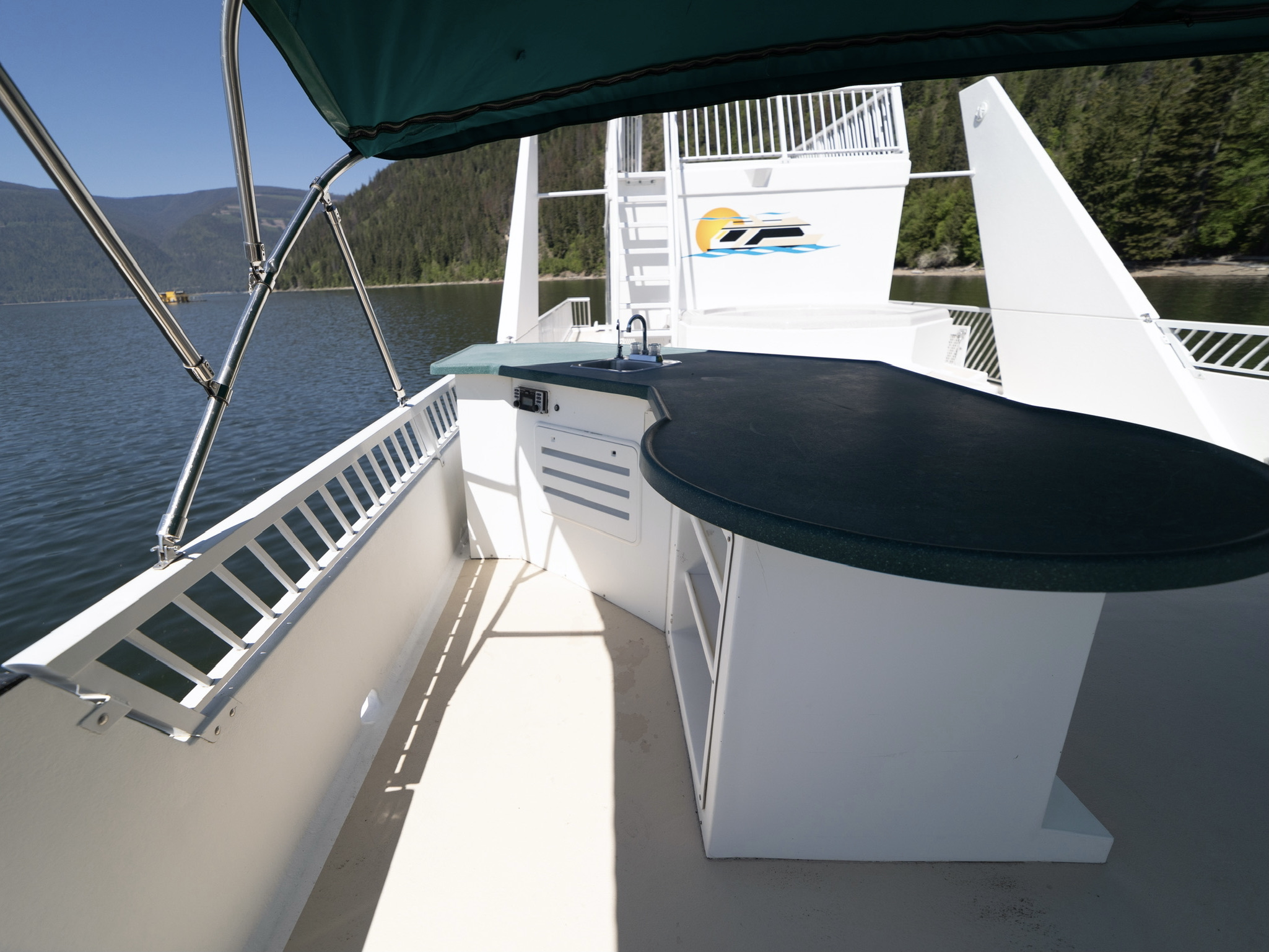 Upper deck wet bar and lake view