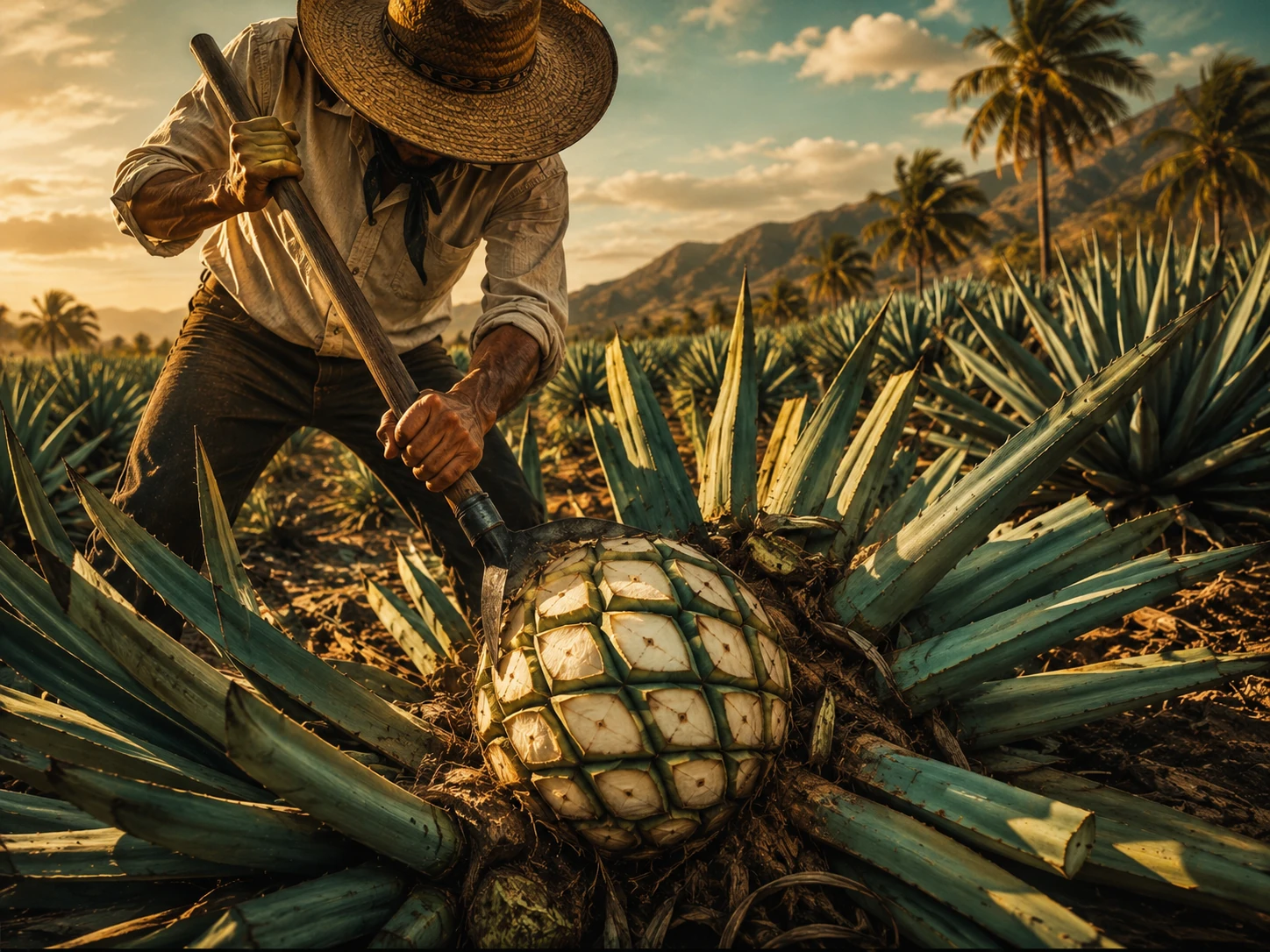Harvesting agave